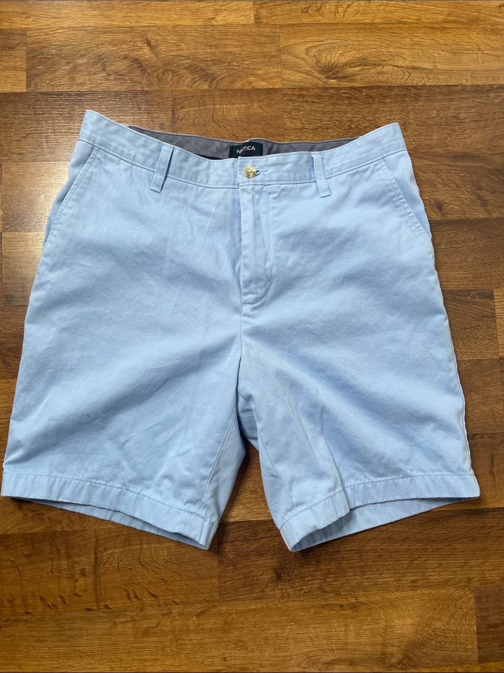 Nautical flat front shorts light blue 34w
